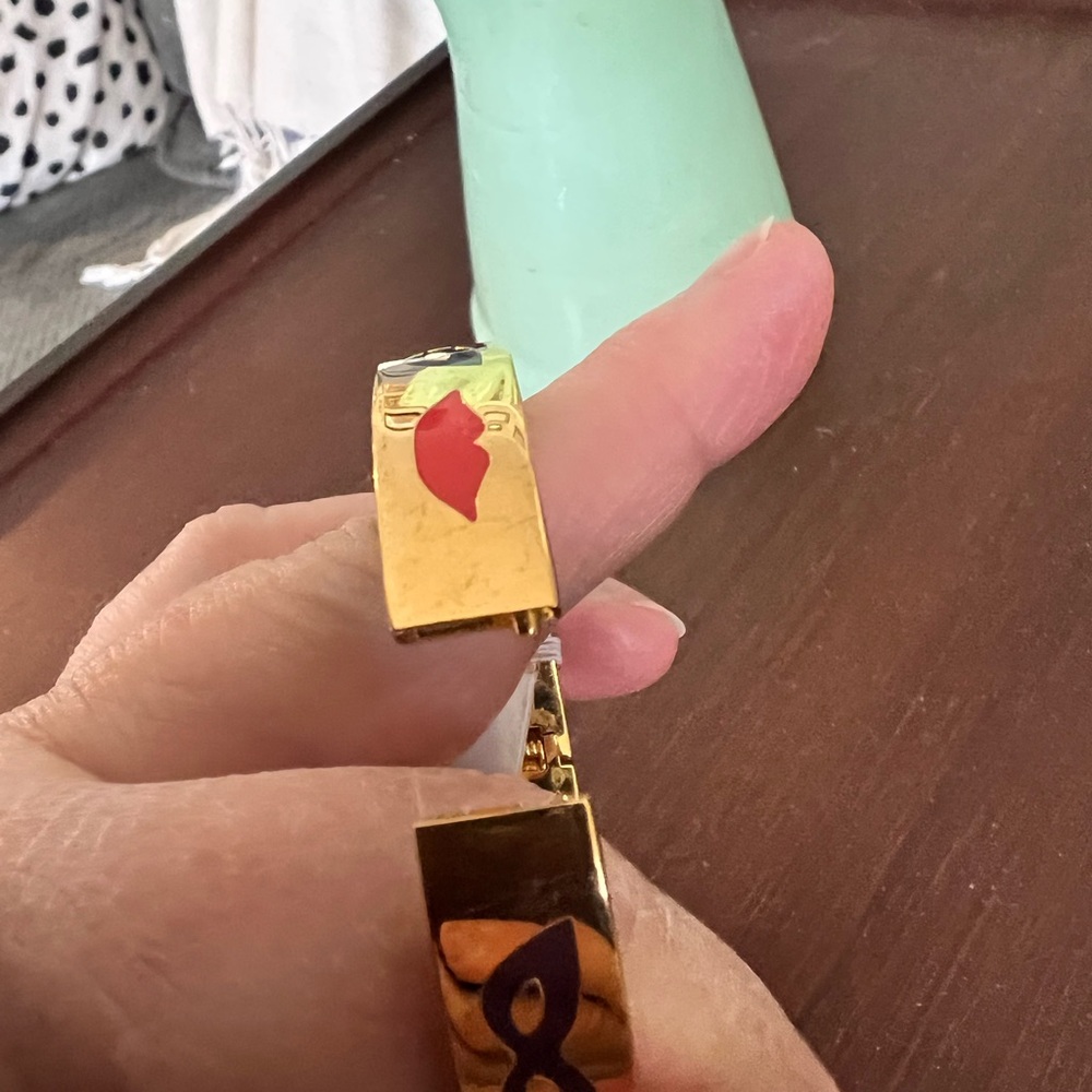 Kate Spade New York gold tone hinged bangle. “Blessing in Disguise” inside. - Picture 9 of 11